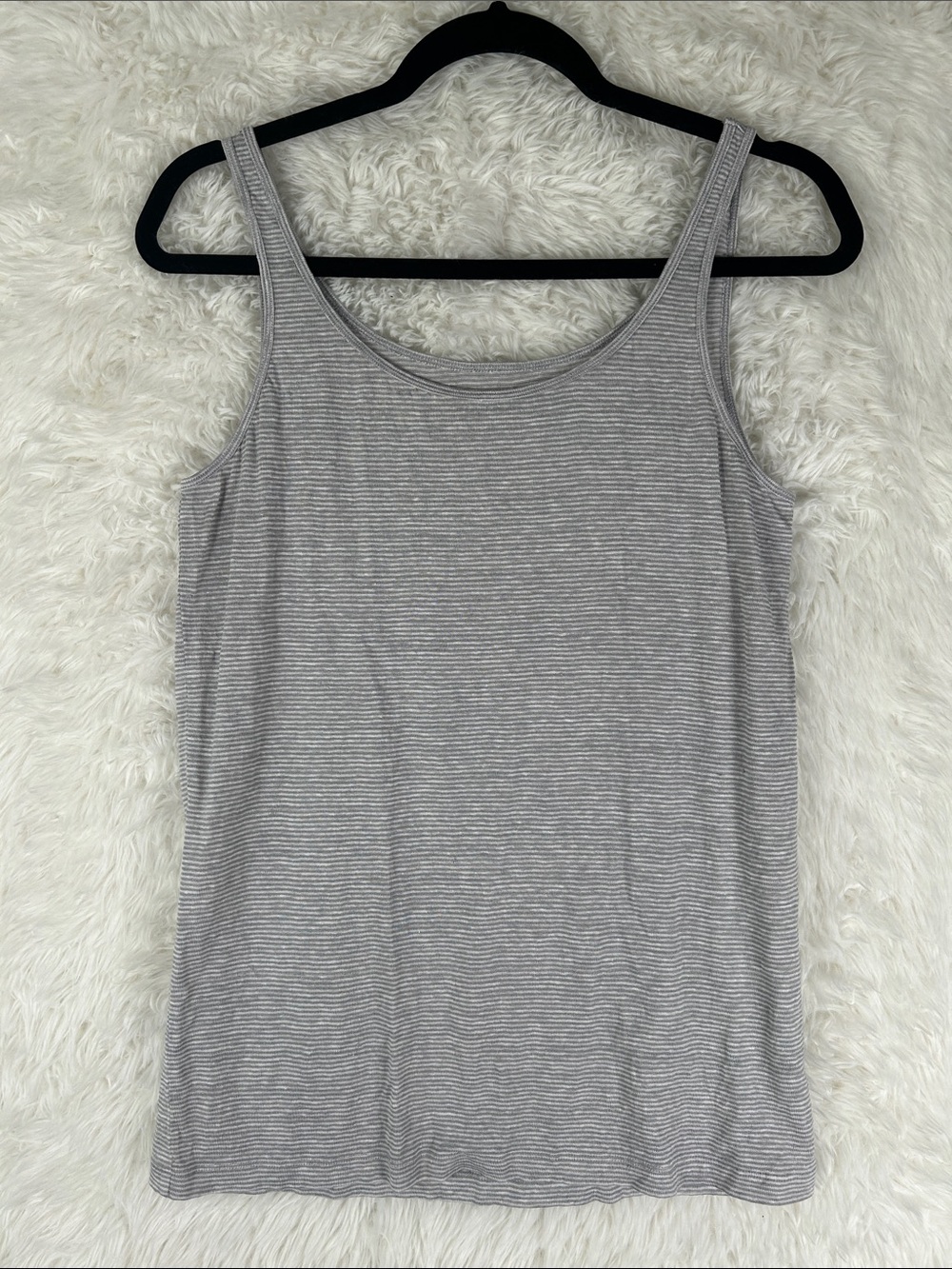 Eileen Fisher Grey Striped Scoop Neck Tank